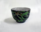 Naked Raku Green and Black Teabowl